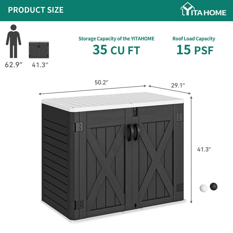 Outdoor Horizontal Storage Shed with X-Shaped Lockable Door, 35 Cu