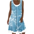 thumbnail image 1 of JUNWELL Robes d'Été pour Femmes Grande Taille Robes d'Été Grande Taille pour Femmes Robe de Plage Col en U Sans Manches Fausse Deux Pièces Robe de Fête T-Shirt Midi Robe Ample, 1 of 5