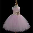 thumbnail image 3 of Ekidsbridal Formal Satin Tulle Rattail Edge Pink Flower Girl Dress Bridesmaid Wedding Pageant Toddler Recital Holiday Communion Graduation Reception Birthday Baptism Occasions 829T, 3 of 3