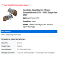 thumbnail image 2 of Headlight Assembly Set 2 Piece - Compatible with 1994 - 2002 Dodge Ram 3500 1995 1996 1997 1998 1999 2000 2001, 2 of 2