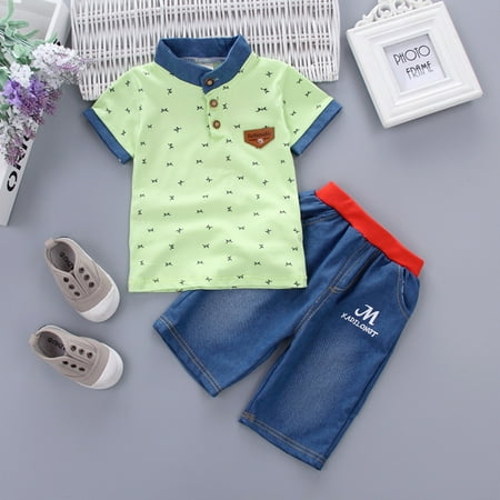 

Cathalem 6 Month Jacket Boy 2PCS Short Clothes Boy Sleeve Kids And Shorts Outfits T-shirt Sets Baby Toddler Boys 6 Month Boy Set Childrenscostume Green 100