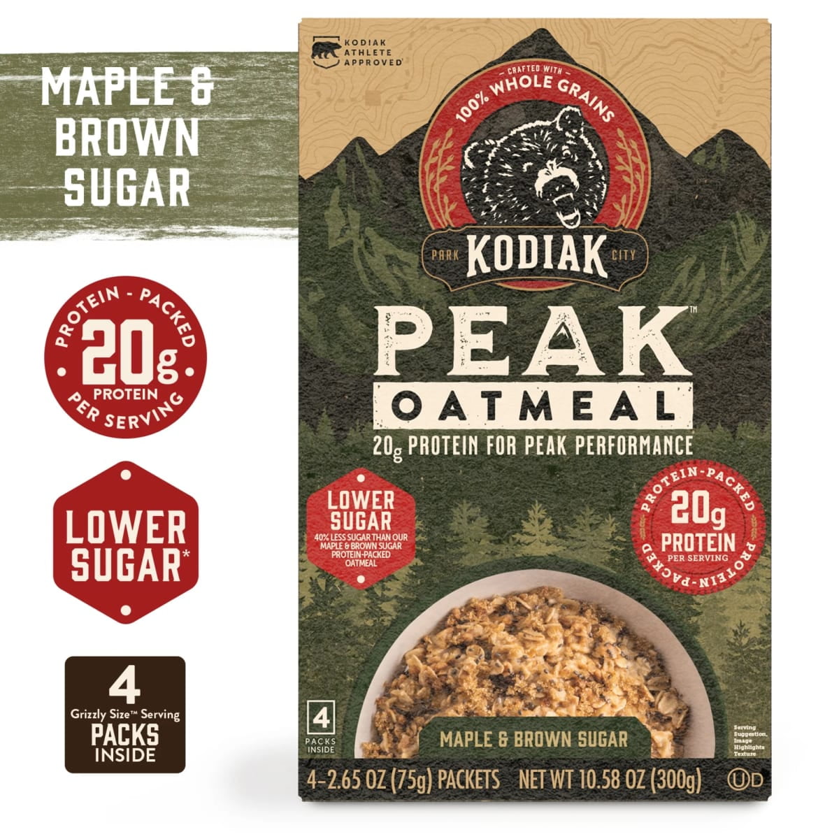 (2 pack) Kodiak Peak Protein-Packed Maple Brown Sugar Instant Oatmeal Packets, 2.65 oz (4 Count)