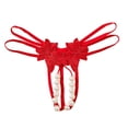 thumbnail image 2 of YueHuiYing Fashion Women Underwear Cutout Pendant Pearl Beads Embellished Lace Butterfly G-String Thong Underpants, 2 of 3