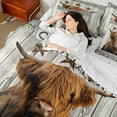 thumbnail image 4 of Homewish Highland Cattle 7 Pieces Bedding Comforter Set for Kids Children Boys Girls,Rustic Cabin Full Bedding Set Lightweight,Retro Vintage Fitted Sheet Flat Sheet,Lightweight Room Decor,Reversible, 4 of 8
