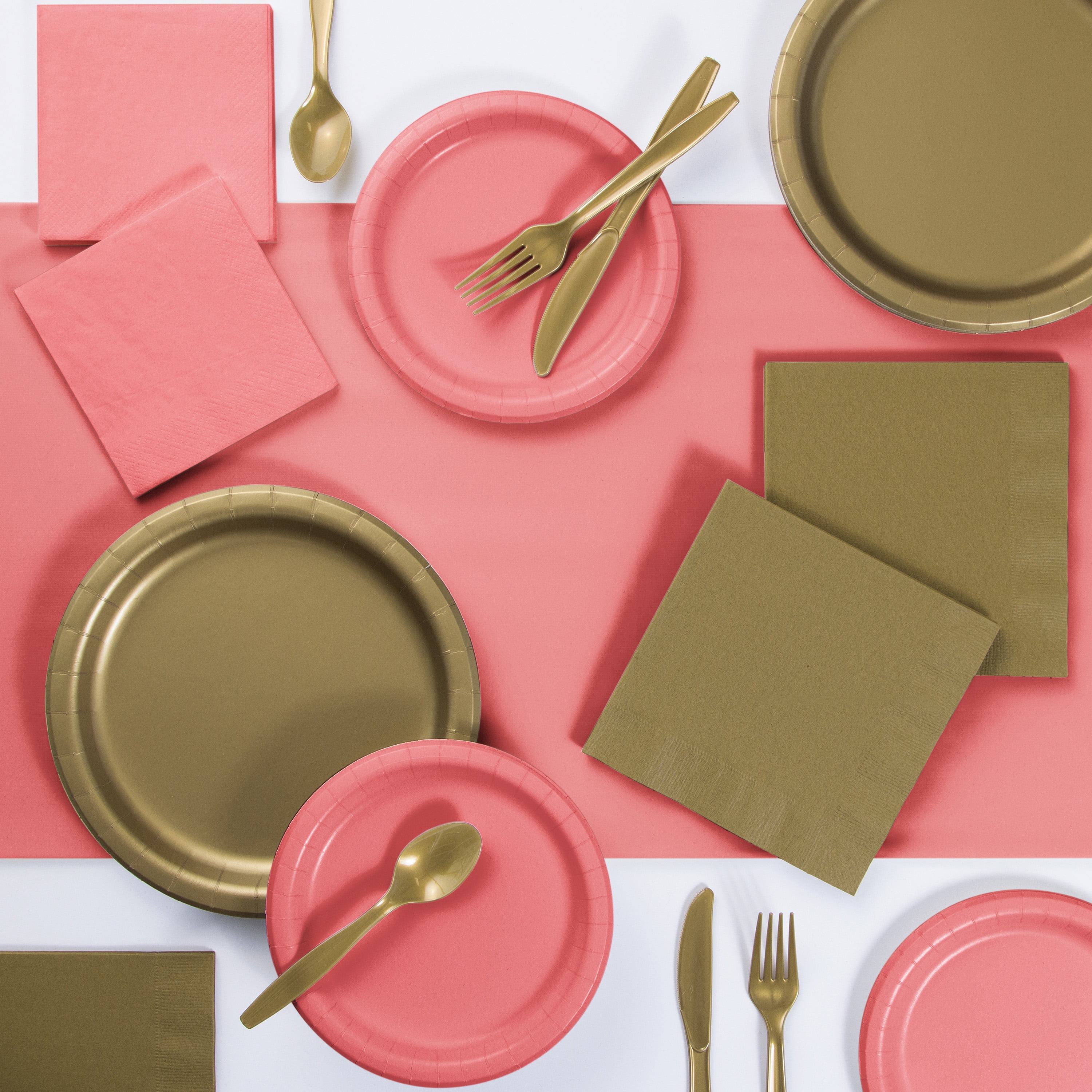 Coral and Gold Party Supplies Kit, Serves 24 Guests
