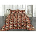 thumbnail image 2 of Ambesonne Geometric Quilted Bedspread Set 3 Pcs, Modern Square Triangle, Queen, Eggshell Plum and Marigold, 2 of 4