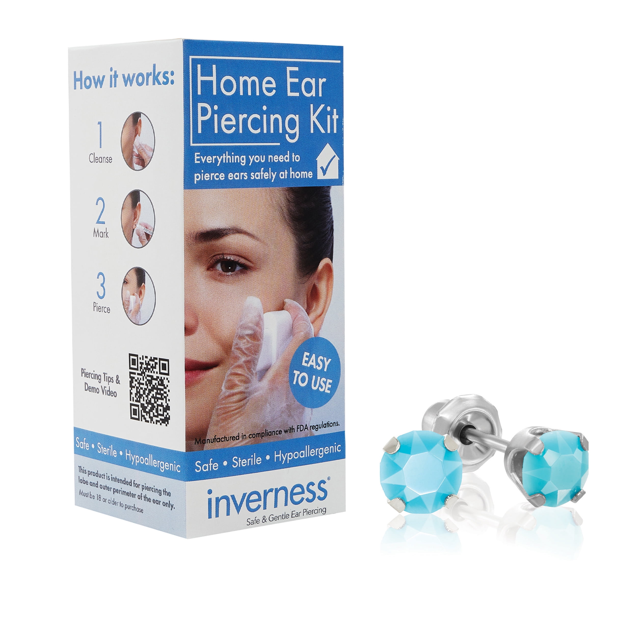 New Inverness Home Ear Piercing Kit 14k Yellow Gold 3mm CZ Earring for All Genders and Ages 18 and Up Walmart
