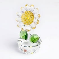 1Pcs Crystal Sunflower Figurine Collectible Art Glass Plant Figurines Table Home Decor Mom,Transparent