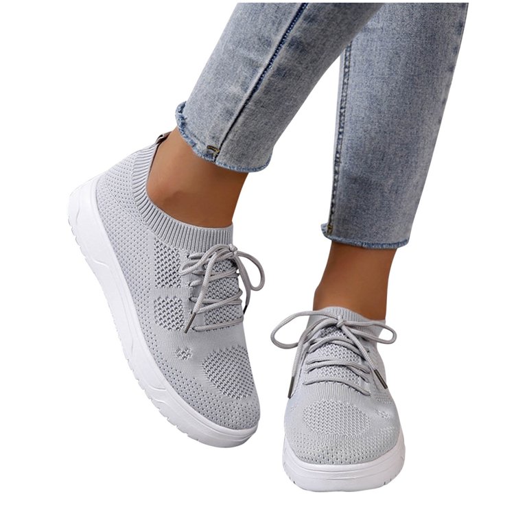 Qiaocaity Shoes Clearance, Up to 20% off, Women Lace Up Sneakers Color Solid Shoes Plus Size Fashion Sports Casual Shoes Gray 42 - Walmart.com