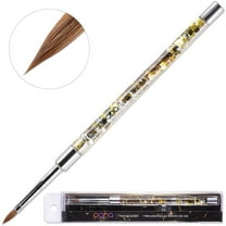 PANA 3D Kolinsky Acrylic Nail Art Sculpture Brush with Gold Clear View Glitter Handle for Manicures 3D Nail Art Flower Designs (Gold Glitter - Size #5, 1 Piece)