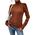 thumbnail image 2 of Long Sleeved Women Fall Winter Turtleneck Slim Sweater Solid Casual Knit Pullovers, 2 of 6