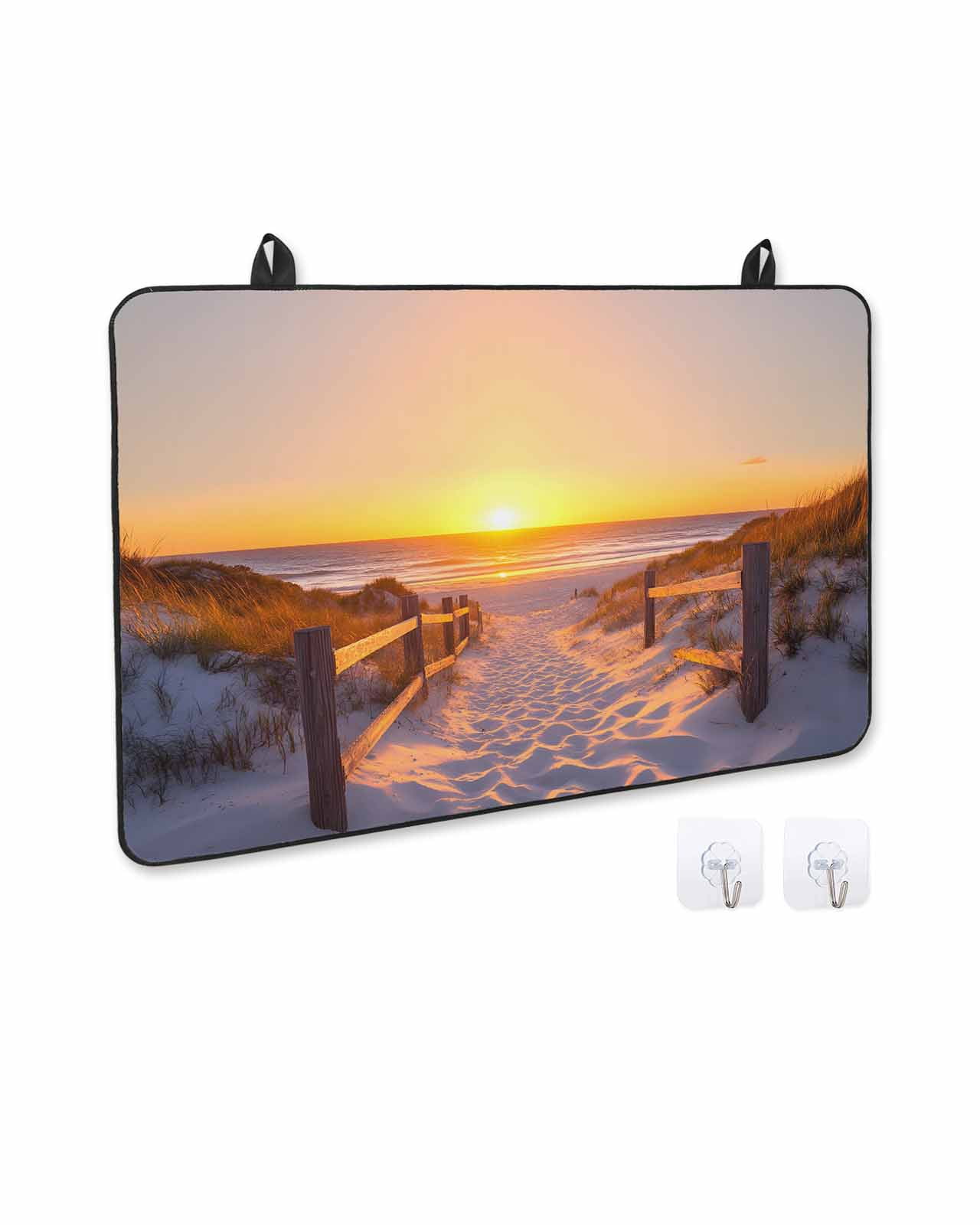 nqOlkjepod Large Induction Cooktop Protector Mat 24"x21", Summer Beach Stove Top Covers for Electric Stove, Sunset Nautical Ocean Sea Decorative Stove Burner Cover Mats, Glass Top Stove Cover