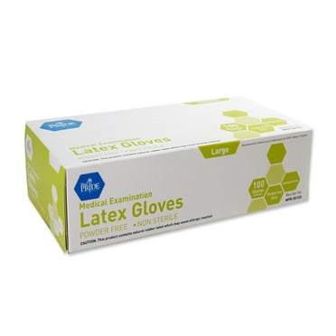 MedPride Latex Exam Gloves, Powder Free, Large, Box of 100