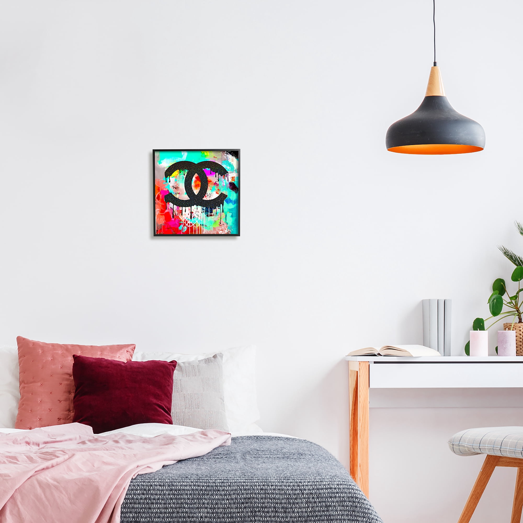 Stupell Industries Glam Drip on Graffiti Abstract Painting Black Framed Art Print Wall Art, 12 x 12