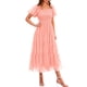 thumbnail image 1 of Vestido PRETTYGARDEN Midi con Fruncido, Tul y Mangas Abullonadas Coral Rosa Talle S, 1 of 7