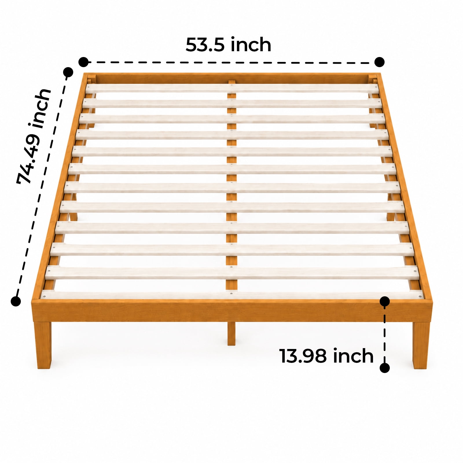 Alvantor Natural Pine Platform Bed Frame, 14" High, Sturdy Wood Sturdy Slats, Noise-Free Design, No Box Spring, Easy Assembly