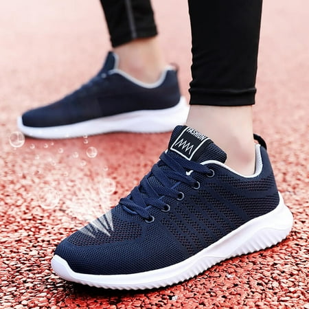 

TANGNADE Fashion Men Mesh Casual Sport Shoes Lace-Up Breathable Soft Bottom Sneakers