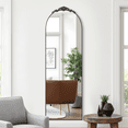thumbnail image 2 of MAYEERTY 64x21 Aluminum Alloy Thin-Edge Right-Angle Arched Black Full-Length Mirror with Stand, 2 of 6