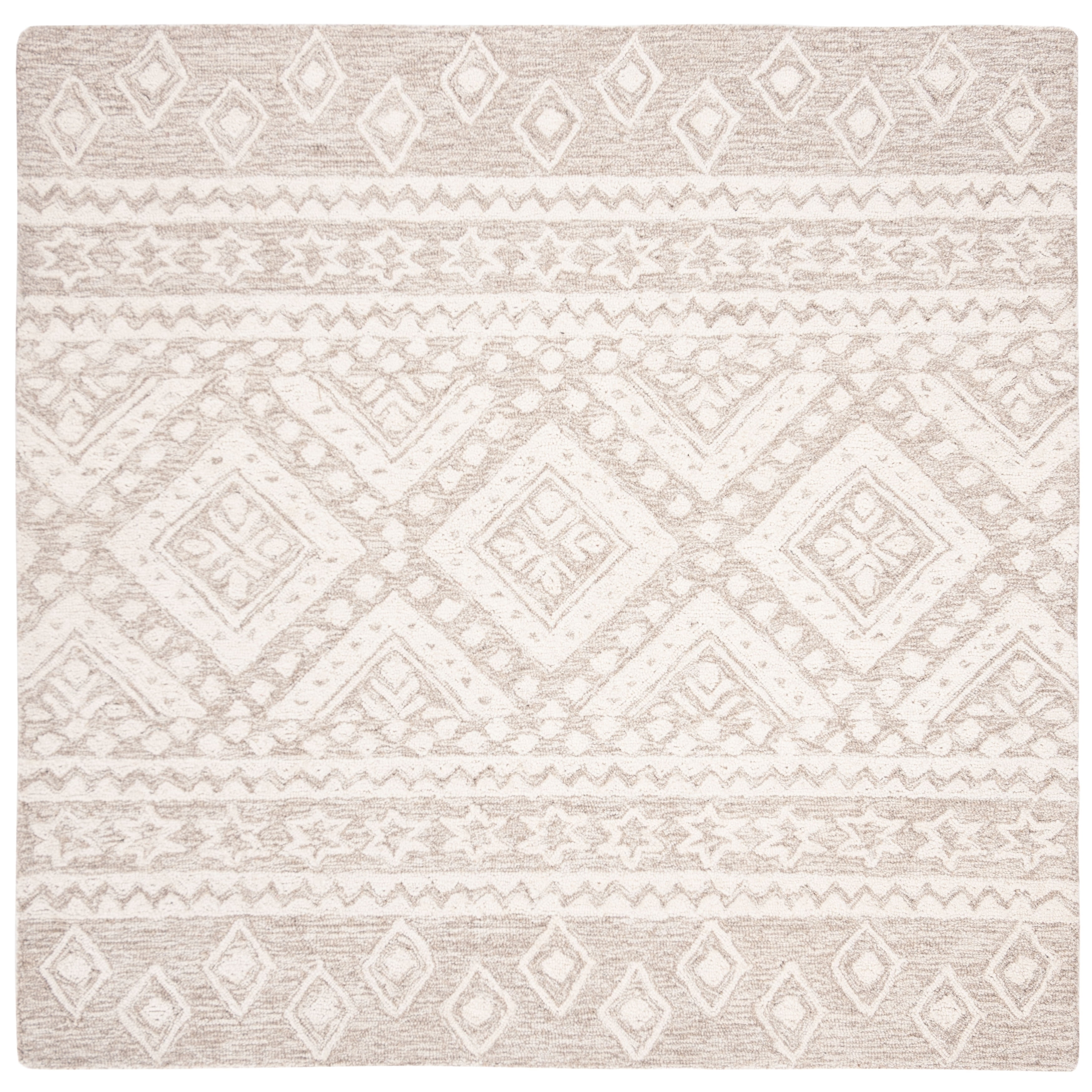 SAFAVIEH Micro-Loop Regis Geometric Area Rug, Sage/Ivory, 6' x 9'