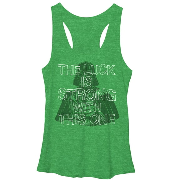 Women's Star Wars St. Patrick's Darth Vader Luck is Strong  Racerback Tank Top Envy Green 2X Large