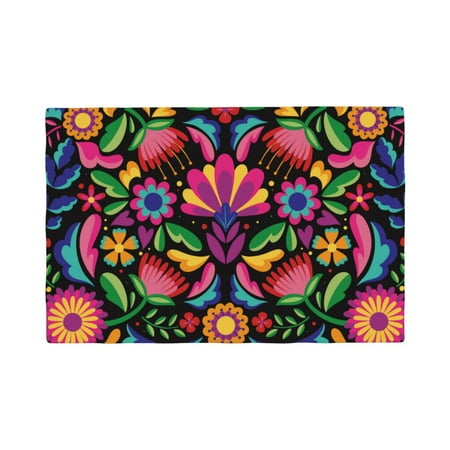 

Placemats Set of 4 Colorful Floral Embroidery Mexican Place mats for Dining Table Indoor/Outdoor Cute Heat Resistant Washable Table Mats(18 x 12 )