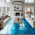 thumbnail image 3 of 5'x7' Area Rugs, Blue Indoor Outdoor Area Rug for Living Room Bedroom, Modern White Oil Painting Art Abstract Washable Bathroom Rugs Kitchen Floor Carpet Mats Home Decor Aesthetic, 3 of 8