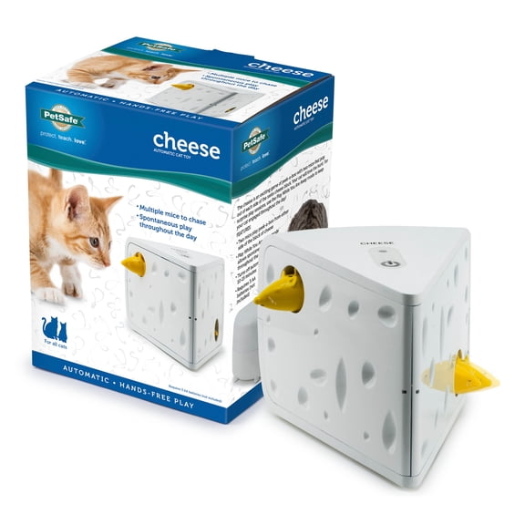 PetSafe Cheese - Interactive, Electronic Cat Toy - Peek-A-Boo Mouse Hunt Game - Hide and Seek for Cats
