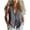 Gray, variant on Staron Summer Women's Casual Linen Shirt V-Neck Short Sleeve Loose Blouse Vintage Fashion Button Down Top, Brown XL