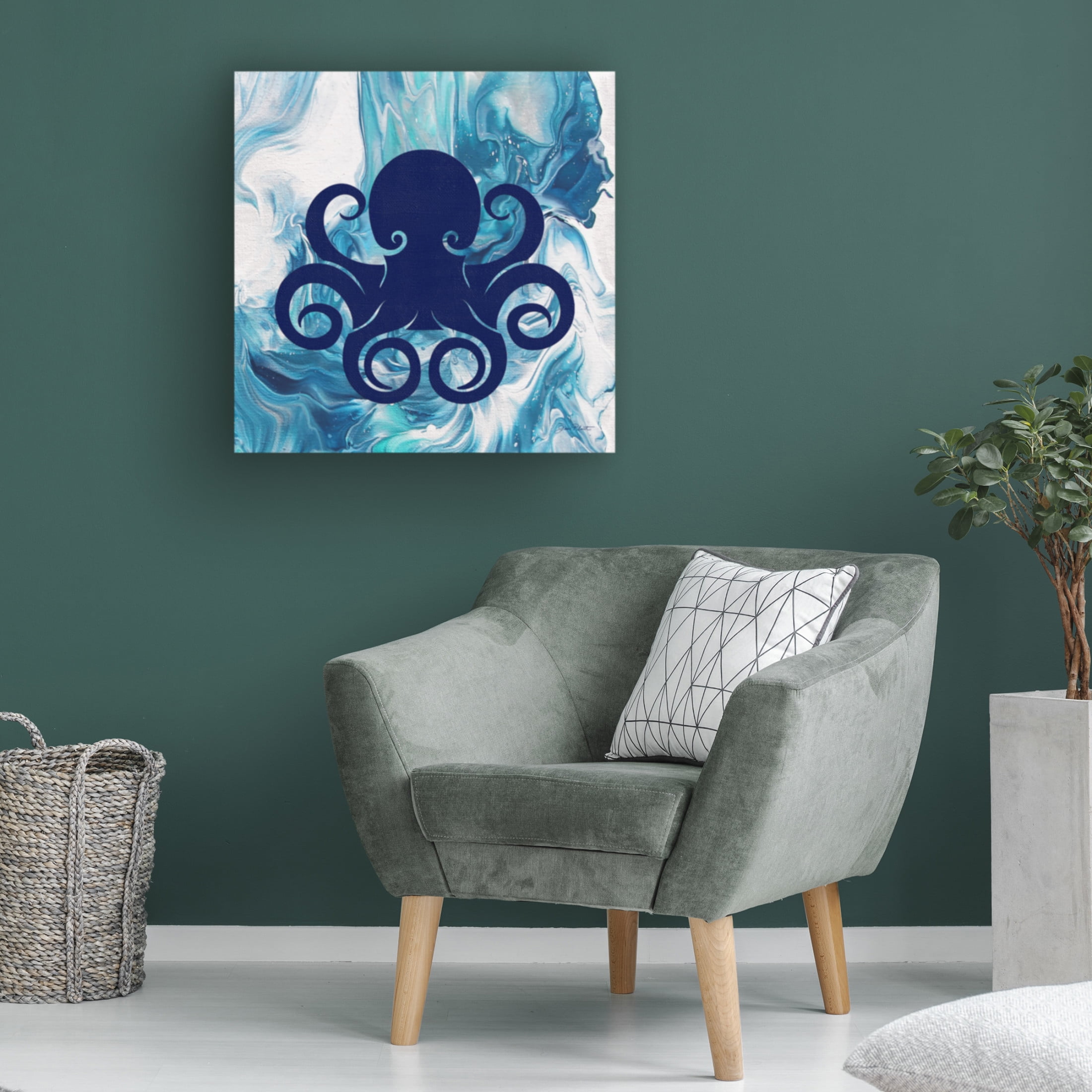 Canvas Wall Art - Jean Plout 'Abstract Ocean F' Wall Art for Living Room, Bedroom, or Office Décor by Trademark Fine Art - 24 x 24 Inches