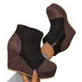 thumbnail image 5 of YOUYEDIAN Boots for Women Retro Wedge Heel Color Block Versatile Round Toe Comfy Warm Ankle Booties Casual Outdoor Walking Shoes, 5 of 5