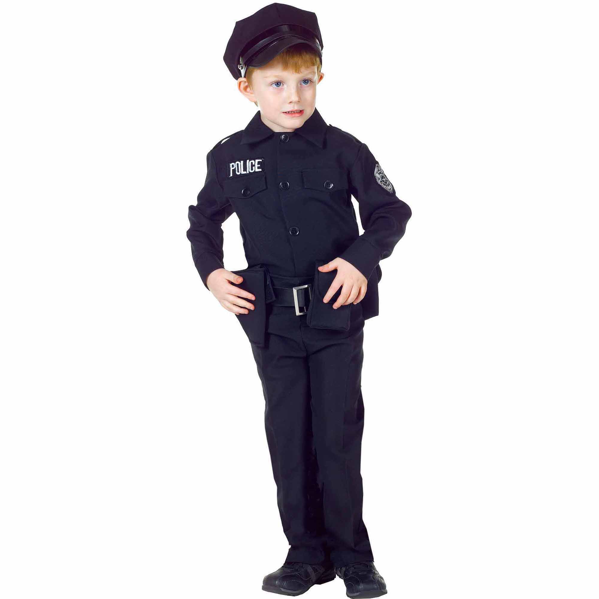 KIDS CHILDRENS POLICE COP OFFICER UNIFORM SHIRT SHORT SLEEVE-FANCY DRESS COSTUME 