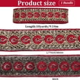 thumbnail image 2 of Cinta bordada roja de 10 yardas (1,77 pulgadas), con purpurina metálica y lentejuelas doradas, de poliéster, con bordado de jacquard, estilo bohemio, para apliques de tela tejida., 2 of 9