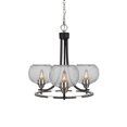 thumbnail image 1 of Paramount Uplight, 3 Light, Chandelier In Matte Black And Brushed Nickel Finish With 7" Clear Bubble Glass, 1 of 1