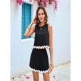 thumbnail image 5 of Women Round Neck Sleeveless Ric Rac Trim 2 Piece Shorts Set Black S, 5 of 10