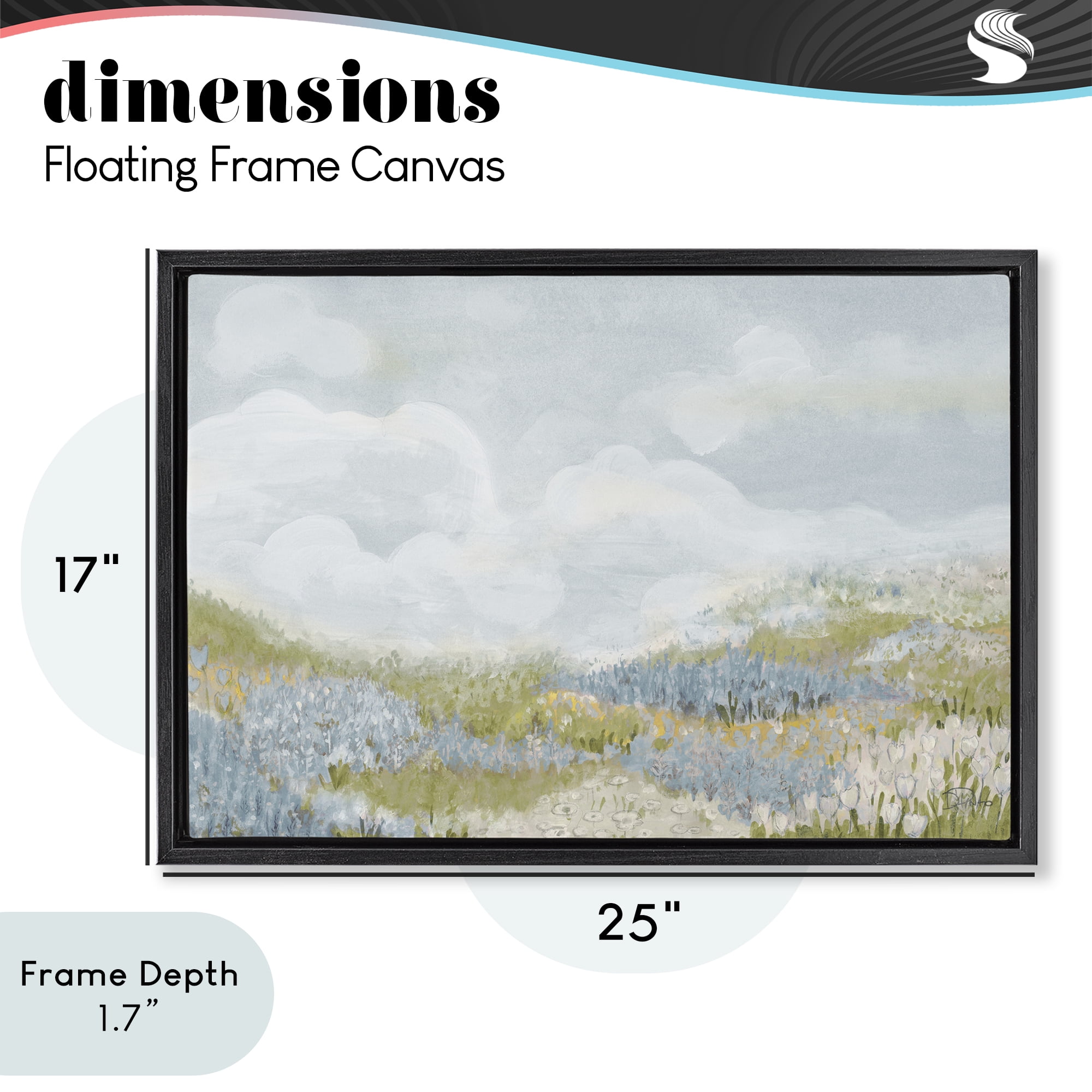 Stupell Industries Blue Floral Meadow Black Framed Floater Canvas Wall Art, design by Patricia Pinto