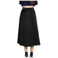 thumbnail image 6 of Ediodpoh Skirts for Women Solid Color Pleated Midi Chiffon Skirt Elastic Waist Maxi Skirt and Versatile Maxi Skirts Black M, 6 of 6