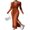 Brown, variant on Gupgi Women Knit Midi Dress Autumn Long Sleeve Lapel Collar Solid Color Bodycon Long Dresses