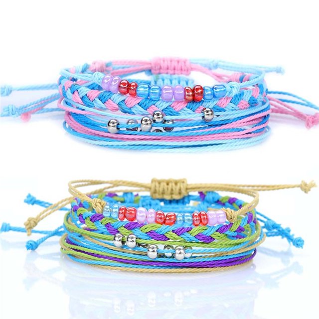 Pulsera tobillera para mujer, tobillera impermeable, pulsera de cuerda para niñas, pulsera de amistad ajustable