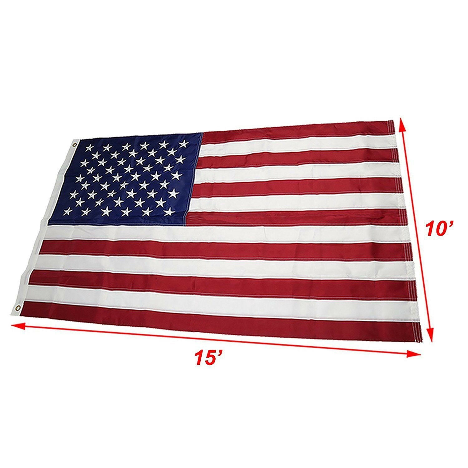 10x15 Embroidered American Large USA Flag 10' x 15' 200D
