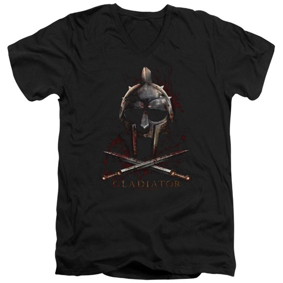 Gladiator Helmet Adult V-Neck T-Shirt Black