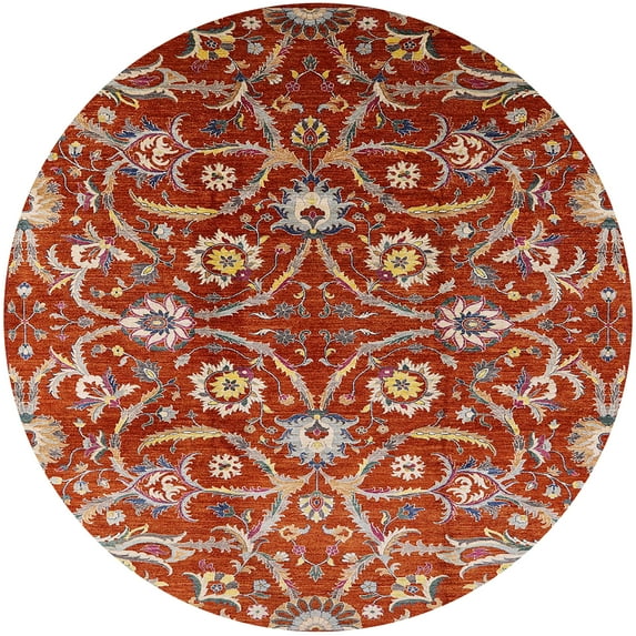 Ahgly Company Indoor Round Mid-Century Modern Light Copper Gold Oriental Area Rugs, 6' Round