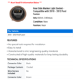 thumbnail image 2 of Rear Side Marker Light Socket - Compatible with 2010 - 2012 Ford Fusion 2011, 2 of 2