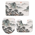 thumbnail image 2 of Tree Mountain Bathroom Rugs Set Oriental Traditional Ink Painting Landscape Non Slip Absorbent Soft Bath Mats 3 Piece Set with Bathroom Rug, U-Shaped Floor Mat, Toilet Seat Cover Small Size, 2 of 9