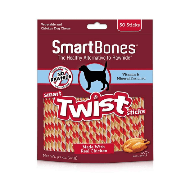 SmartBones Chicken Twist Sticks for Dogs, RawhideFree 50 Pk Walmart