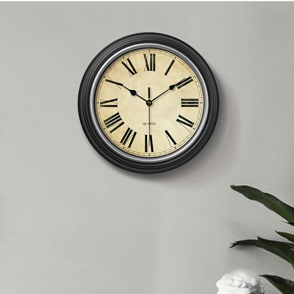 CIYISON Wall Clock 12'' Stylish Non Ticking Clocks Easy to Read Roman/Arabic Numerals