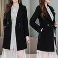 thumbnail image 4 of comerut Women Fall Coat Solid Color Double Buttons Thick Lapel Long Sleeves Keep Warm Plus Size Korean Women Overcoat Female Clothes, 4 of 7