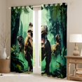 thumbnail image 2 of jejeloiu Wild Dino Animals Black Out Curtains,Tropical Boysnical Tree Curtains Pack of 2 (42x63 Each),Green Plam Leaves Bedroom Curtains For Teens,Super Cozy Room Decor, 2 of 6