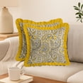 thumbnail image 2 of Ensemble de 2 Housses de Coussin en Sergé de Coton Vargottam - Imprimé Cachemire, 18x18 Housses de Coussin à Volants avec Fermeture Éclair Cachée, Imprimé Réversible, Décor Rustique de Ferme, 2 of 6