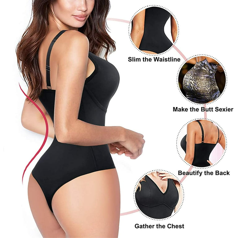 Women Waist Trainer Bodysuit Built in Bra Body Shaper Tummy Control Thong  Slim