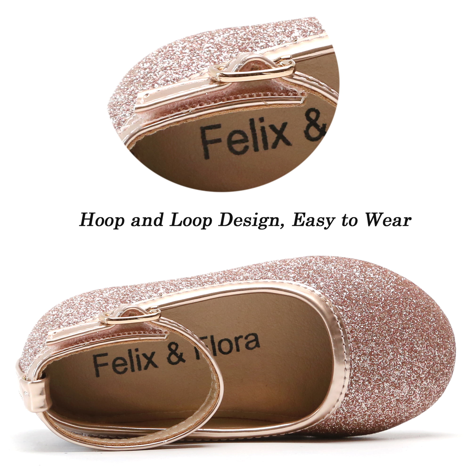 Felix & Flora Girls Mary Jane Shoes Slip-on Party Dress Flat for Kids Toddler 